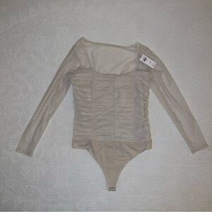 Abercrombie & Fitch Tan Bodysuit with Ruching
